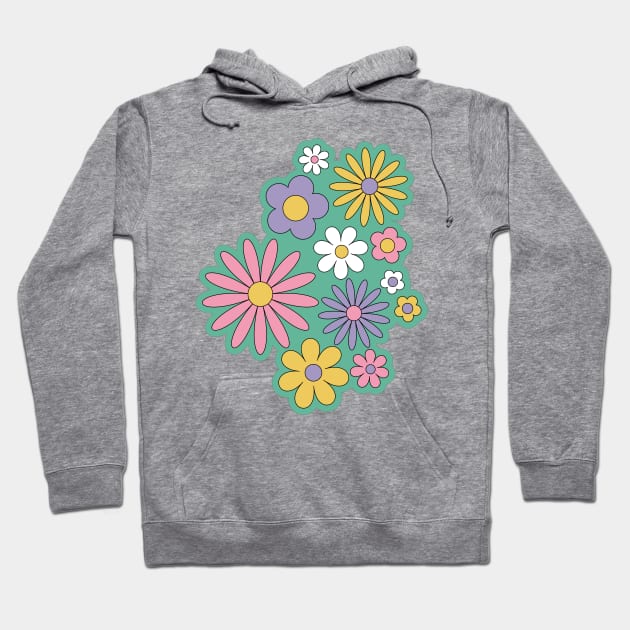 Retro Cartoon Flower Patch Hoodie by Caring is Cool